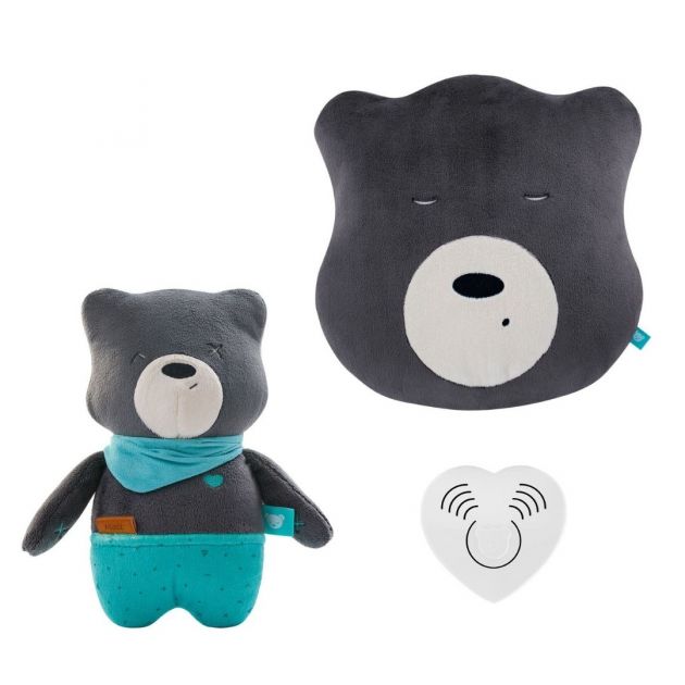 Matt bamse og pude i sæt